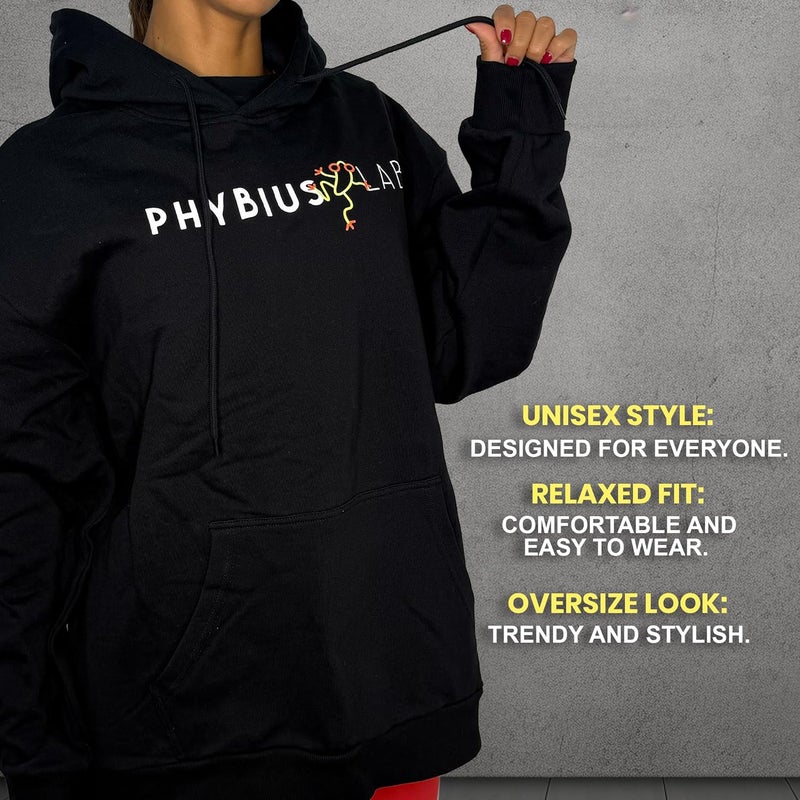 PHYBIUS Lab - Unisex Oversized Black Hoodie with Fleece-Lined Hood for Men and Women – Thick, Warm, Cozy, and Durable Sweatshirt for Cold Weather – Long Sleeve Hoodie for Winter, Casual Wear, Layering - Image 2